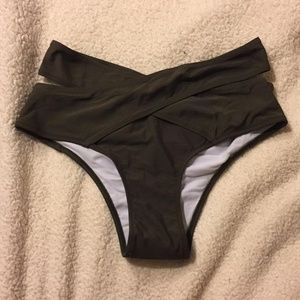 Olive green high waisted bathingsuit bottoms